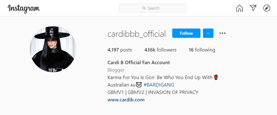 Cardi B Official Fan account Instagram