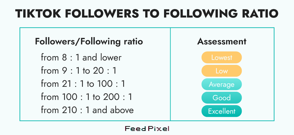 TikTok Follower-zu-Folgen-Verhältnis - FeedPixel Infografik